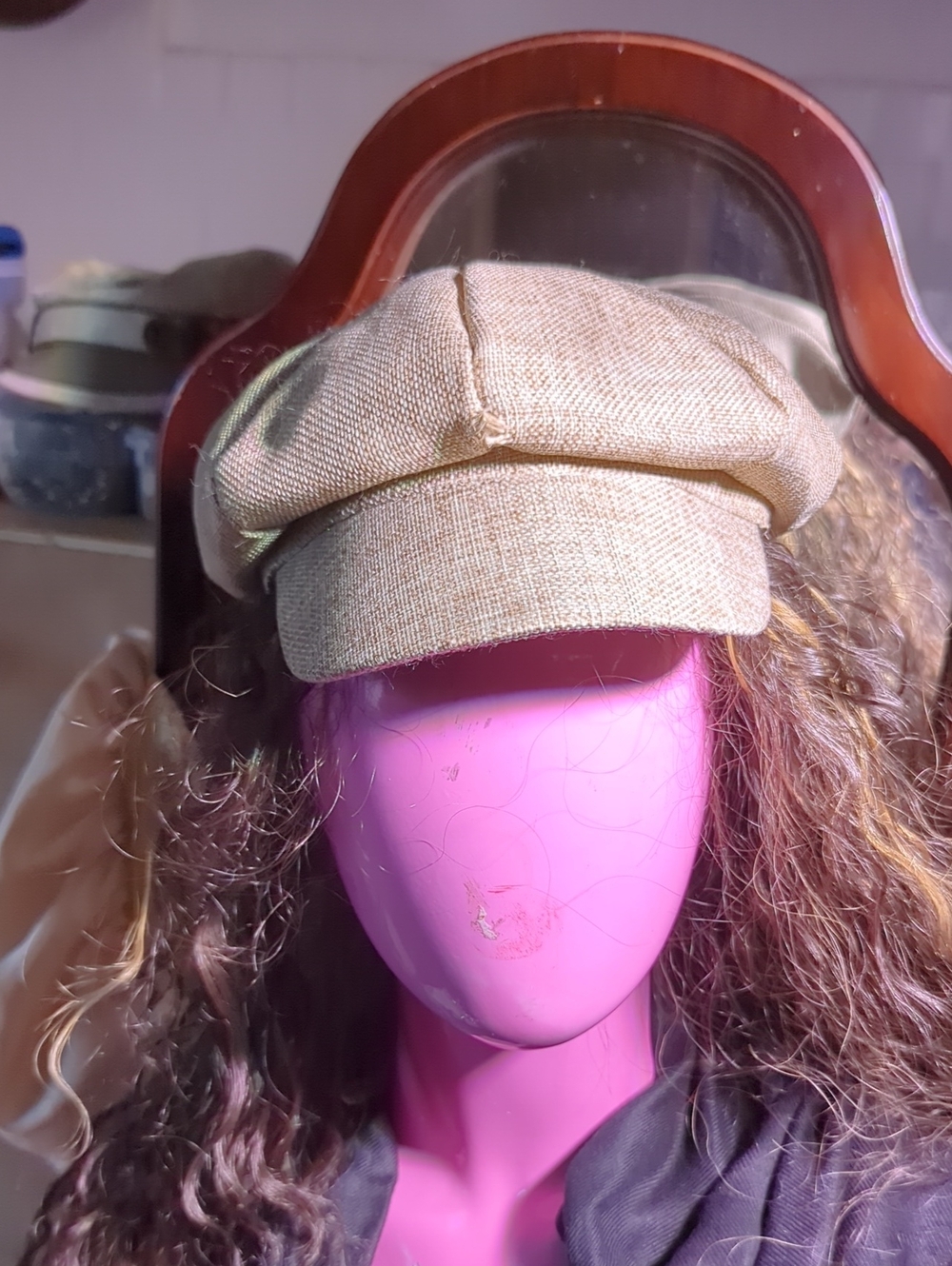 Beige Linen Newsboy Cap - Casual Baker Boy Hat